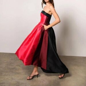 HUTCH Monet Dress, Hot Coral Colorblock